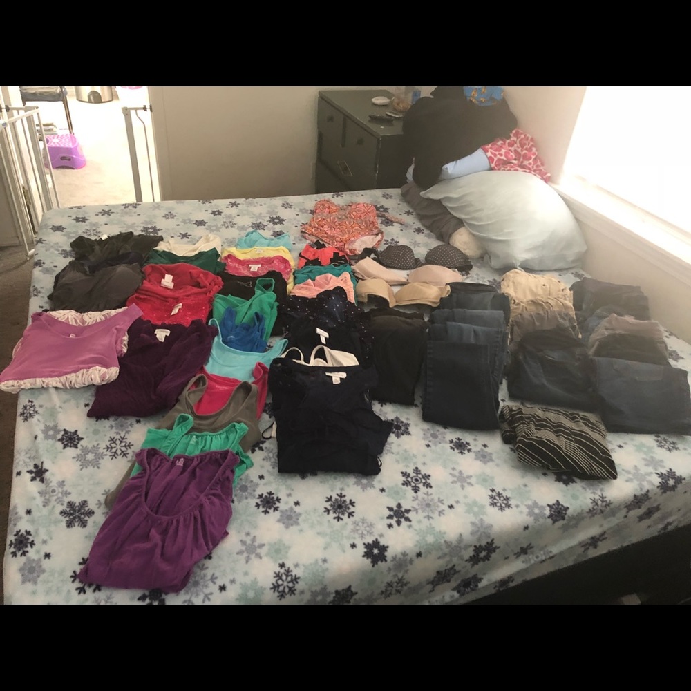 53 piece lot of size small maternity clothes